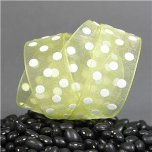 Sheer Puff Dot Ribbon - Lime
